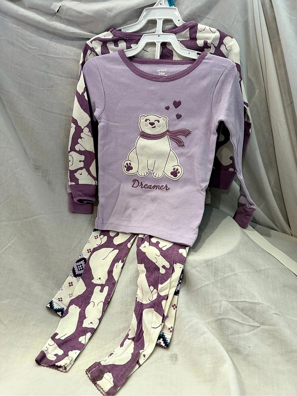Carter's 4-Piece Animal Pajama Set Purple & White 24M NWT